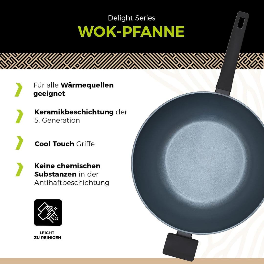 Be Living Wokpfanne – Ø 32 cm – Keramik – Induktion – PFAS-frei Antihaftbeschichtung – Delight-Serie