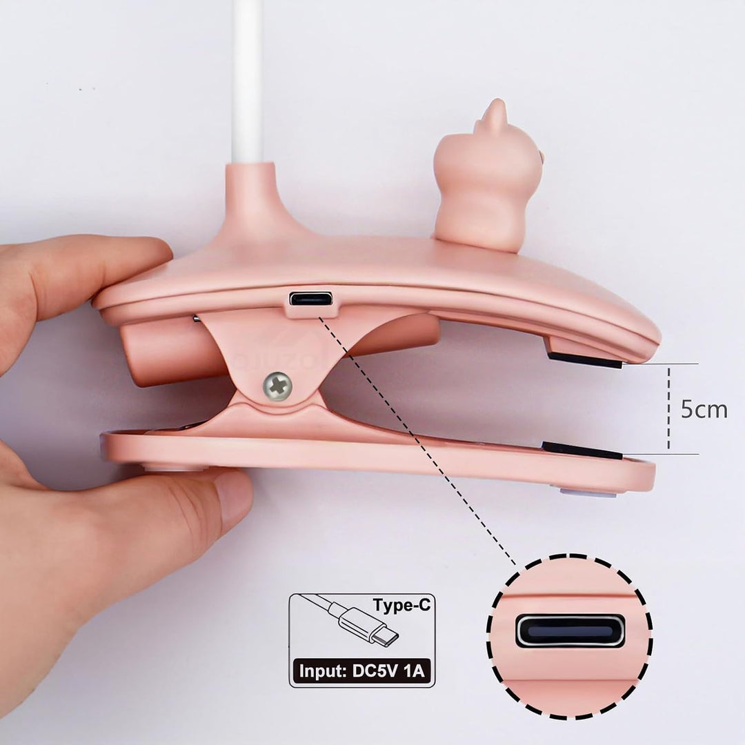 QJUZO Klemmleuchte Kinder Bett, LED Dimmbar Leselampe Buch Klemme USB Aufladbar Kinderzimmer Schreib