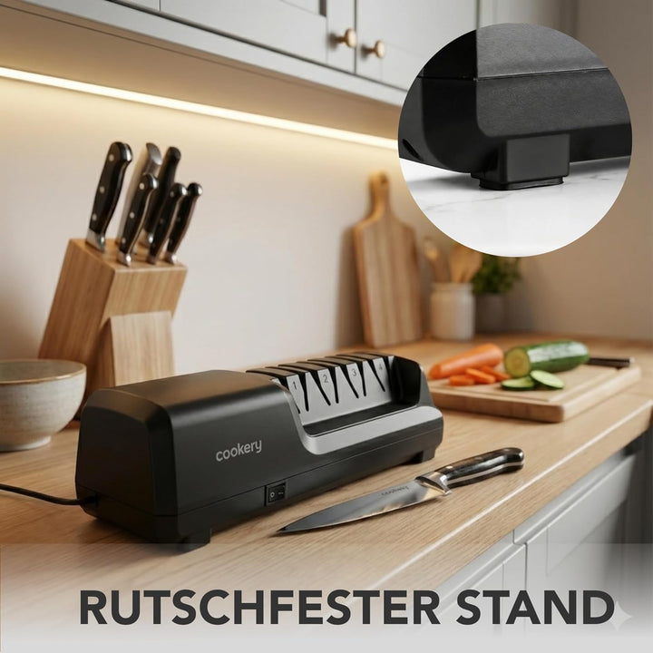 Cookery Messerschärfer Elektrisch 4-Stufen Elektrischer Messerschleifer für alle Messer | Diamant Pr