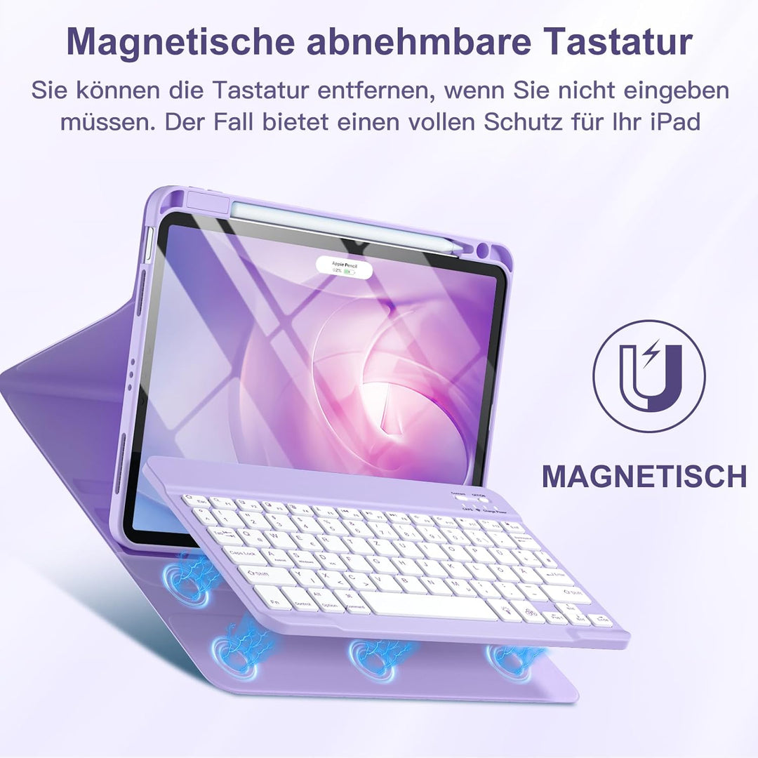 Vobafe Hülle mit Tastatur für iPad Air 11 Zoll M2 2024/iPad Air 6 5 4 2022 2020 10,9 Zoll, 7 Farben