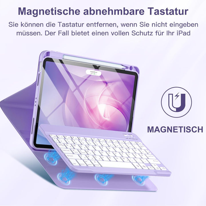 Vobafe Hülle mit Tastatur für iPad Air 11 Zoll M2 2024/iPad Air 6 5 4 2022 2020 10,9 Zoll, 7 Farben