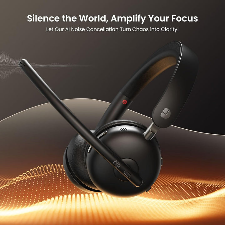 Kabelloses Headset mit Mikrofon für die Arbeit, Bluetooth 5.3 Headset mit Geräuschunterdrückung, kab