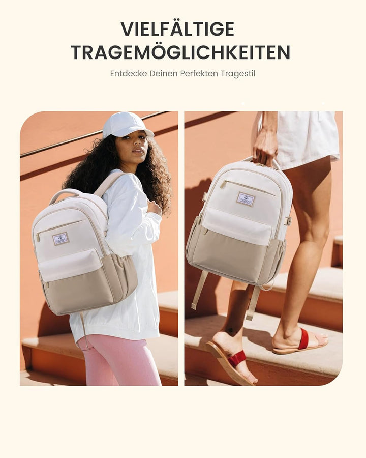 LOVEVOOK Rucksack Damen 17,3 Zoll Laptop Schulrucksack Mädchen Teenager, Wasserdichter Schultasche B