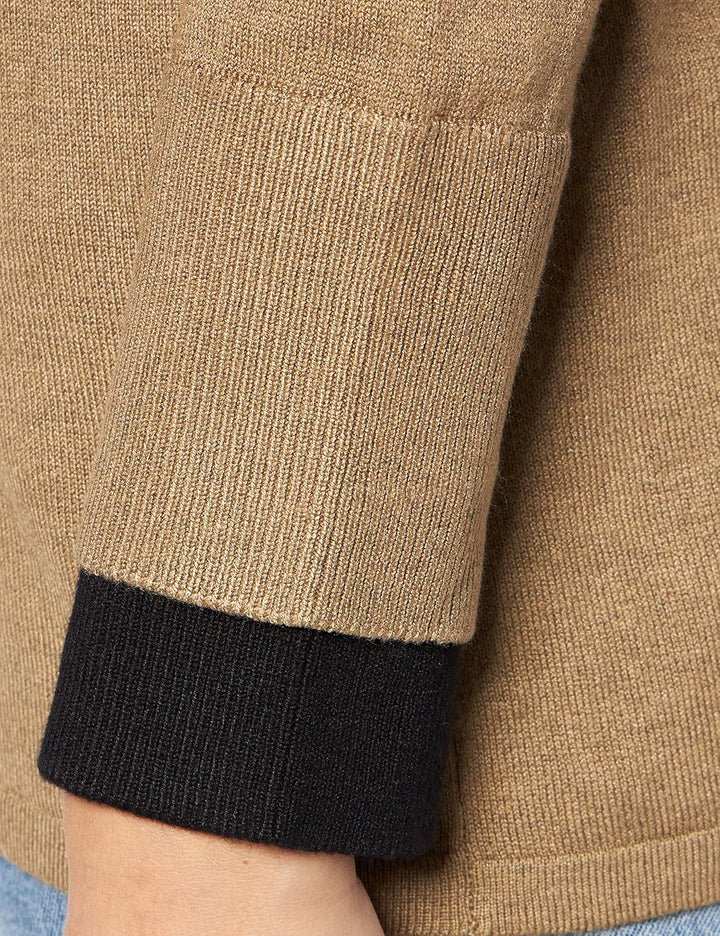 Timezone Damen Double Layer Turtleneck Pullover L Caramel Beige Melange, L Caramel Beige Melange
