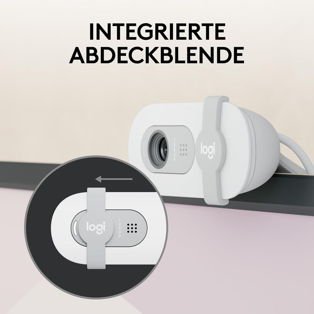 Logitech Brio 100 Full HD-Webcam für Meetings und Streaming, Auto-Lichtausgleich, integriertes Mikro