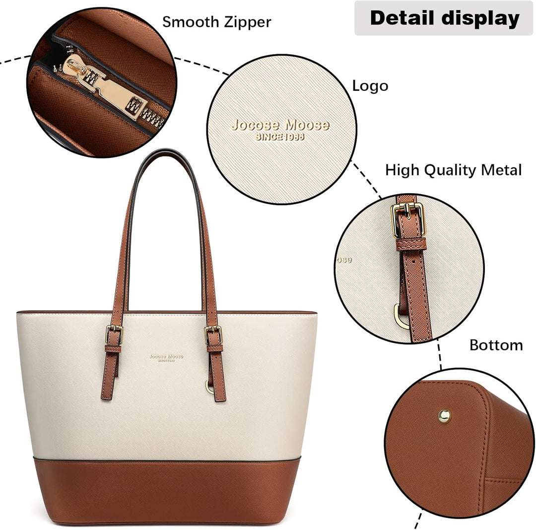 Damen Handtasche Schultertasche, Vintage Leder Tasche Shopper Gross für BüRo Schule Einkauf, Geschen