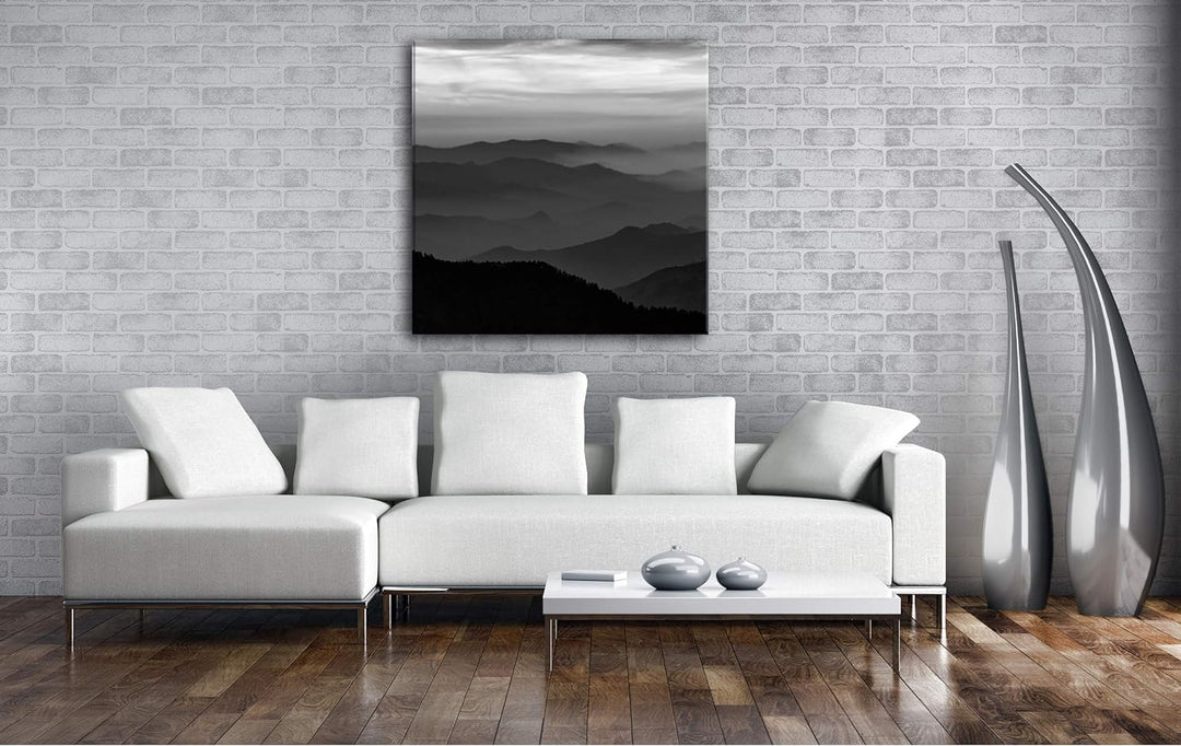 deyoli malerische Berge Format: 60x60 Effekt: Schwarz&Weiss als Leinwandbild, Motiv fertig gerahmt a