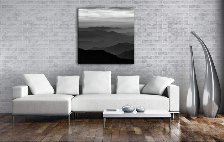 deyoli malerische Berge Format: 60x60 Effekt: Schwarz&Weiss als Leinwandbild, Motiv fertig gerahmt a