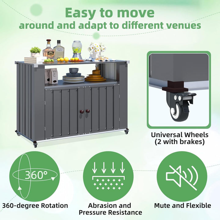 UNIONLINE Grillwagen, Wetterfester Grilltisch mit Stauraumschrank, Mobile Outdoor Kücheninsel mit ab