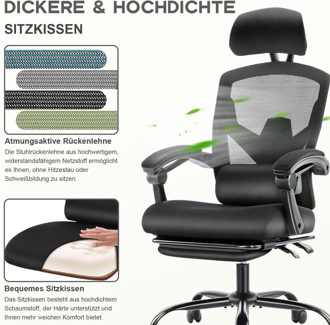 DUMOS Bürostuhl Ergonomisch EIN Schreibtischstuhl mit Komfortarmlehnen Ausgestattet mit Einer Bequem
