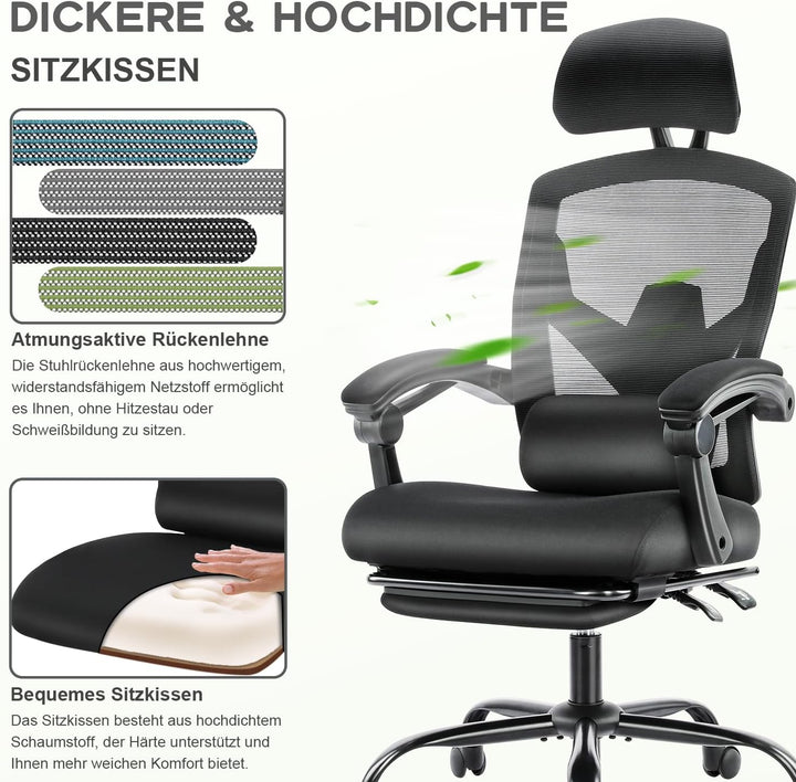 DUMOS Bürostuhl Ergonomisch EIN Schreibtischstuhl mit Komfortarmlehnen Ausgestattet mit Einer Bequem