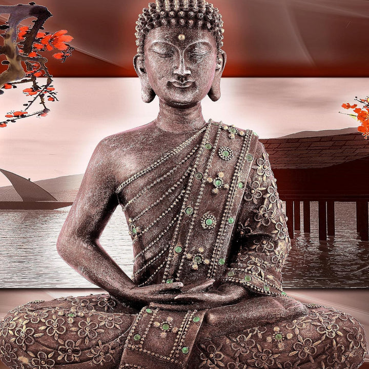 Runa Art Wandbilder Buddha Feng Shui 5 Teilig Bild auf Vlies Leinwand Deko Wohnzimmer Schlafzimmer S