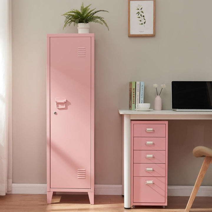 [en.casa] Einzelspind Kurikka Metallspind mit 2 Ablagen 137 x 38 x 38 cm abschliessbar Schliessfachs