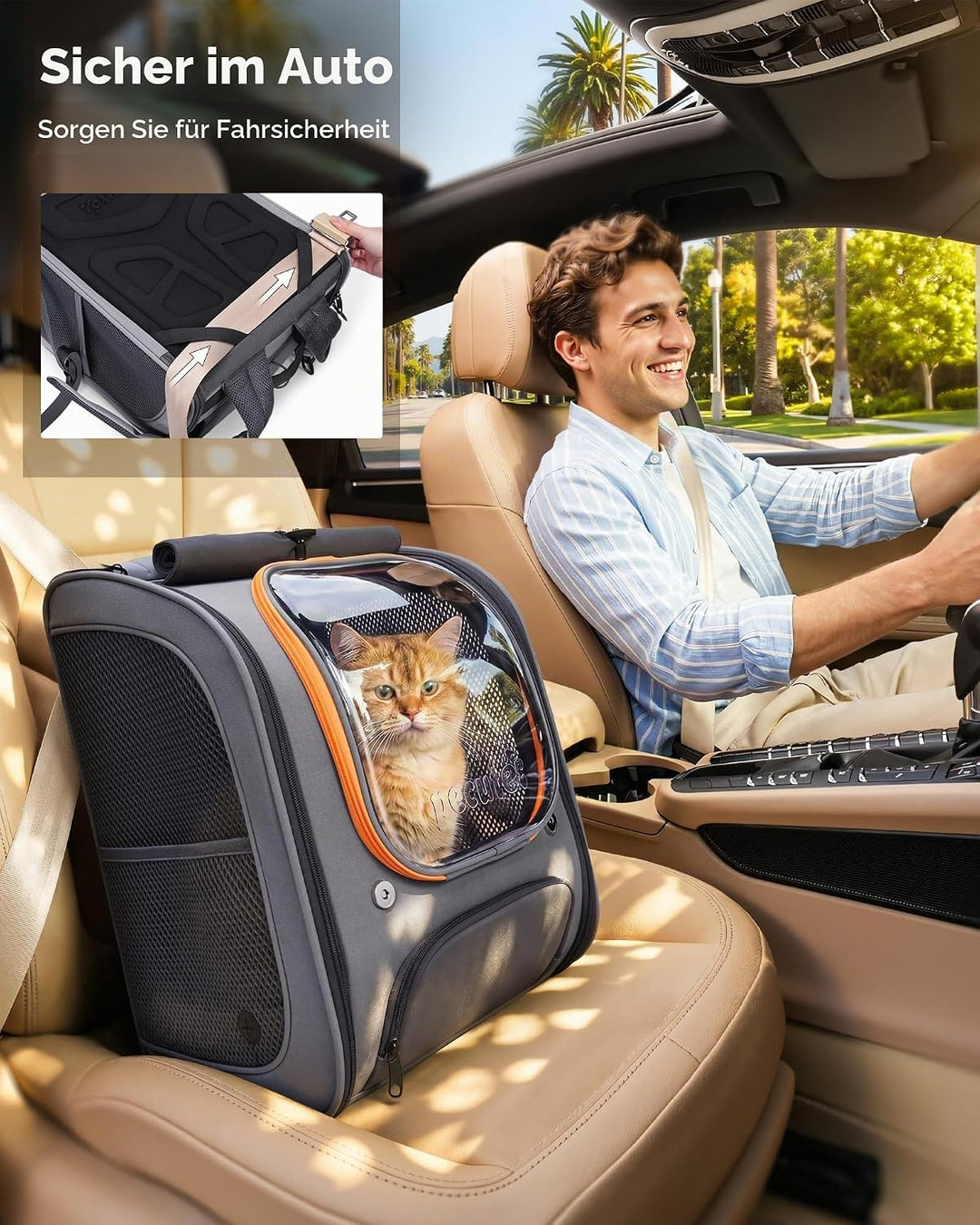 pecute Katzenrucksack Bubble Haustier Rucksack mit Netzfenster, Tragbare und Faltbare Katzentasche,