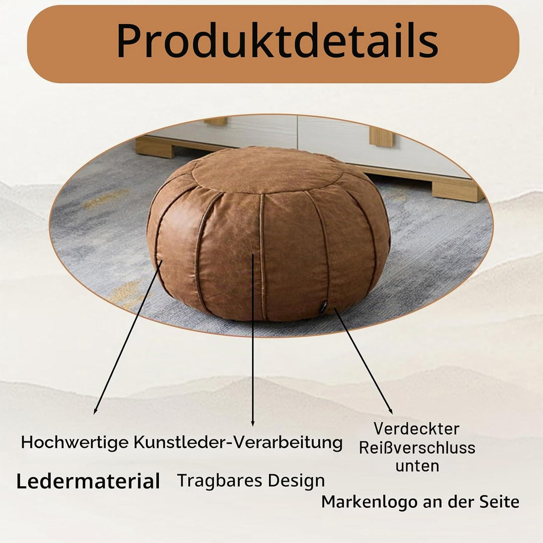 Louis Donné Unstuffed Pouf Cover-Father456 (Tawny-126) Braun, Braun