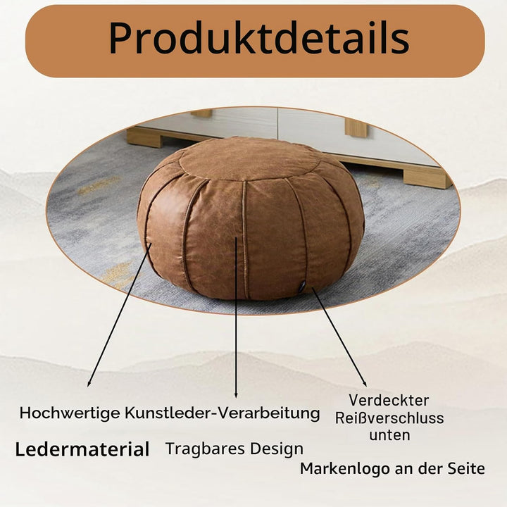 Louis Donné Unstuffed Pouf Cover-Father456 (Tawny-126) Braun, Braun