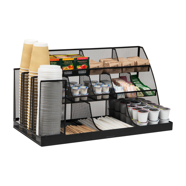 Mind Reader Network Collection, 14-Compartment Coffee Cup and Condiment Countertop Organizer, Metal