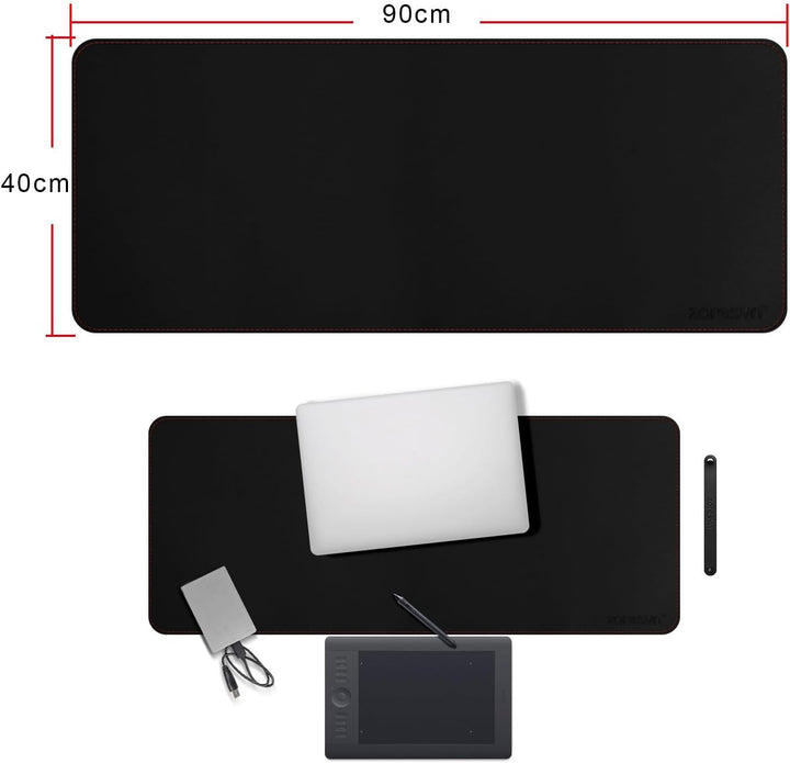 ZORESYN XL Schreibtischunterlage aus PU-Leder – rutschfeste Büro- &amp; Gaming-Mauspad (90x40 cm) – Schw