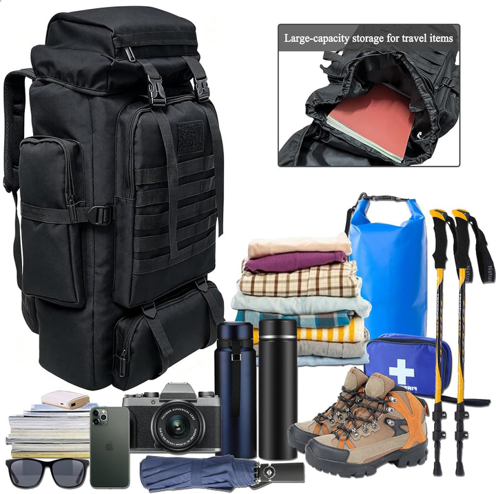80L Wanderrucksack Campingrucksack, 80 Liter Grosses Fassungsvermögen Outdoor-Rucksack Reiseklettern