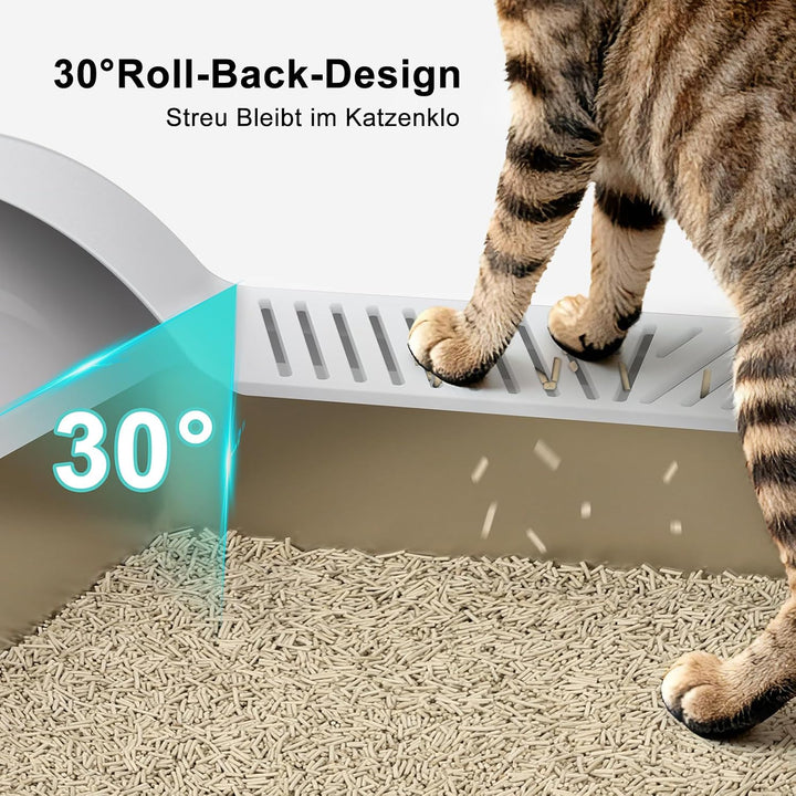 FURTIME Katzenklo Edelstahl XXXL, Katzentoilette Edelstahl 71x51x31 cm, Extra Grosses Katzenklo mit
