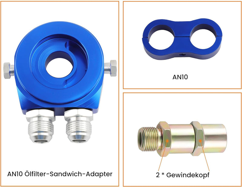 maXpeedingrods Ölkühler 19 Reihen AN10 Anschluss Set Universal Zusatz Kühlung Extern Oil Cooler 19 R