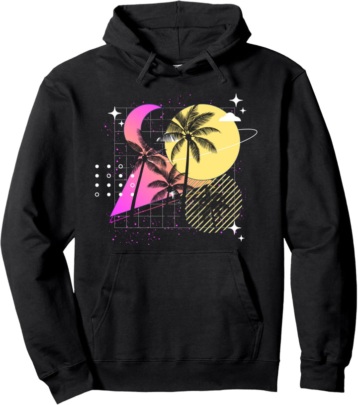 Tropische 90er Kunst Synthwave Aesthetic 1980 Vaporwave Pullover Hoodie