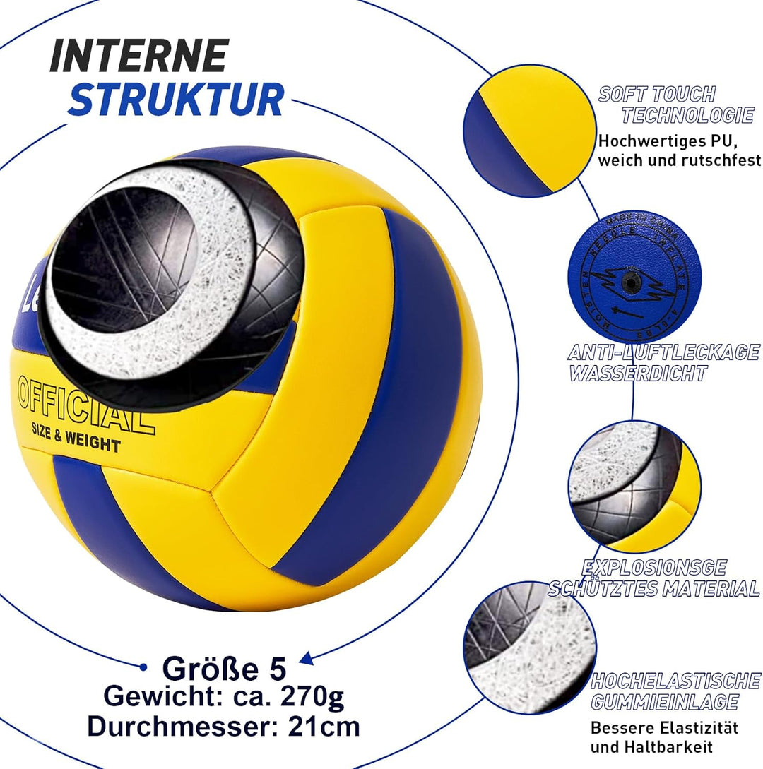 Lemondo Volleyball PU Weich Beachvolleyball Soft Wasserfest mit Pumpe Indoor Outdoor Wasserball Ball
