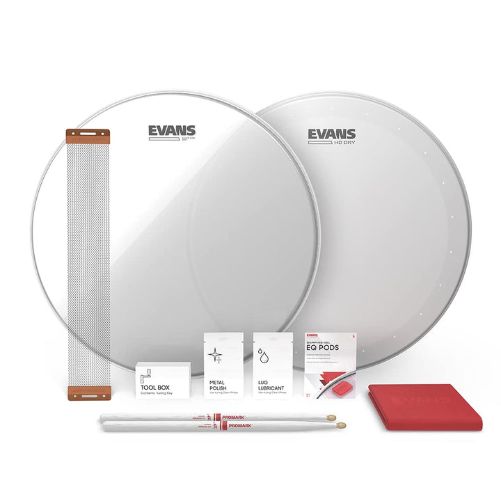 Evans Snare Drum Tune Up Kit - 14 Zoll Snare Drum Heads - HD Dry and Clear Resonant Drumheads - EQ P