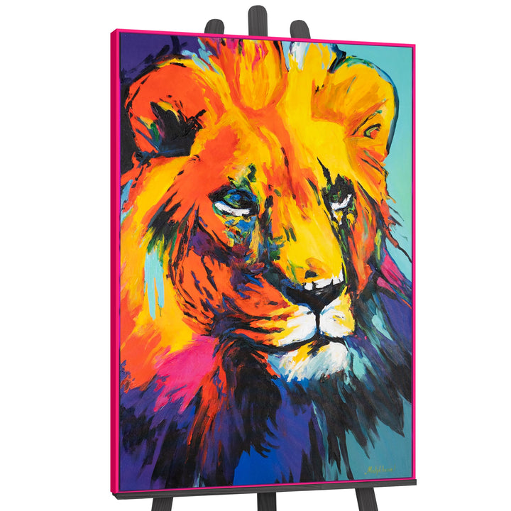 YS-Art Pop Art Abstrakt Design Acryl Gemälde auf Leinwand Löwengrazie handgemalt Wandbilder Wohnzimm