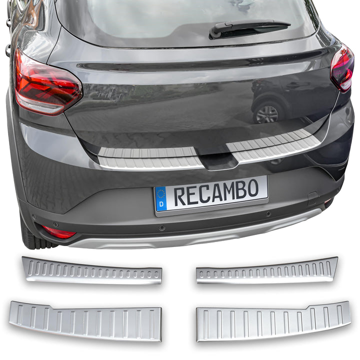 RECAMBO Ladekantenschutz Edelstahl matt gebürstet mit Textur - kompatibel für Dacia Sandero 3 - DJF