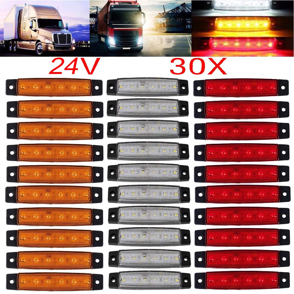 KYYET DC 24 V LED-Seitenmarkierungsleuchten, 6 LEDs, 2835 SMD-Abstand, für LKW, Anhänger, Wohnmobil,