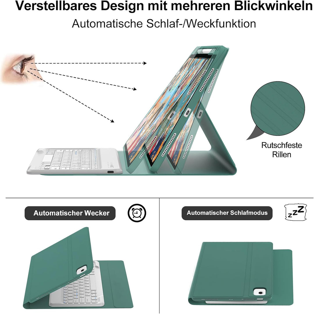 Tastatur Hülle für iPad Air 13 (M3) 2025/iPad Air 13 (M2) 2024, iPad Pro 12.9 6./5./4./3. Gen, Deuts