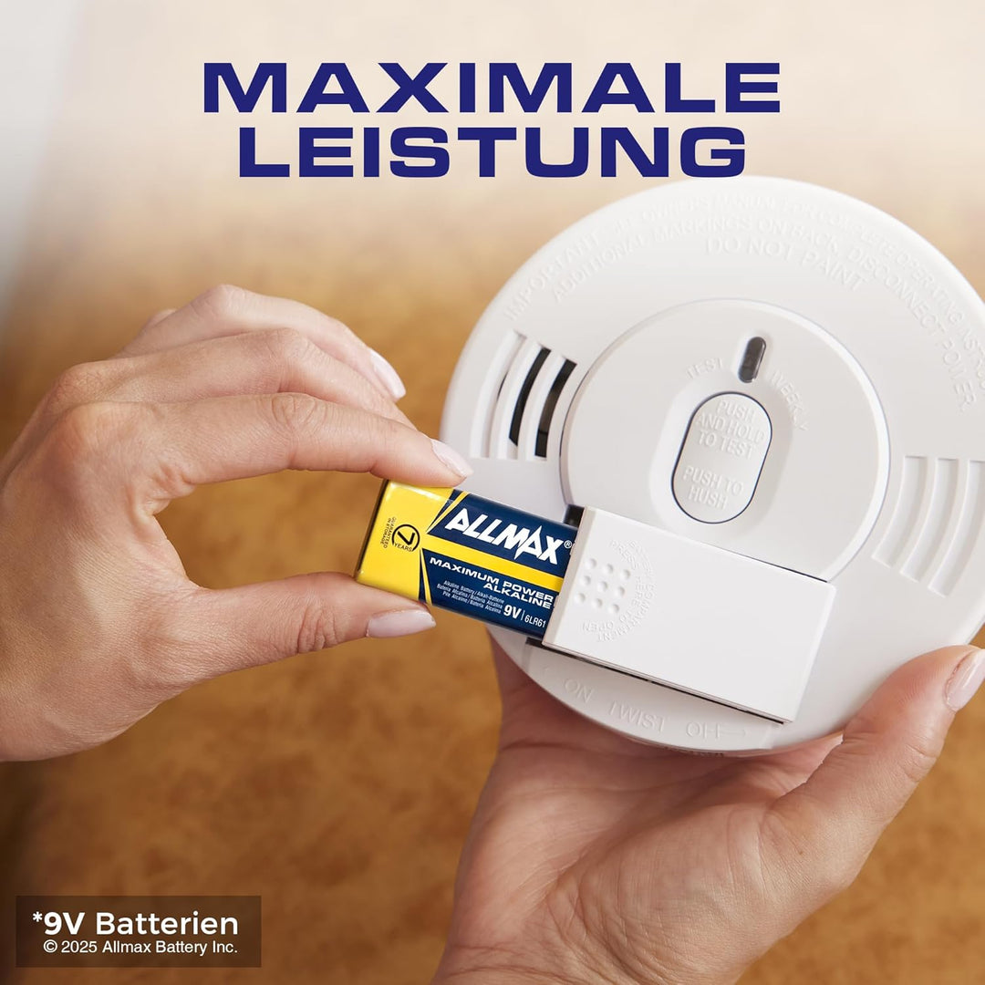 Allmax 9V Block (6LR61) Maximum Power Alkaline-Batterien (48 Stück) - Ultra-langlebig, 7 Jahre Haltb