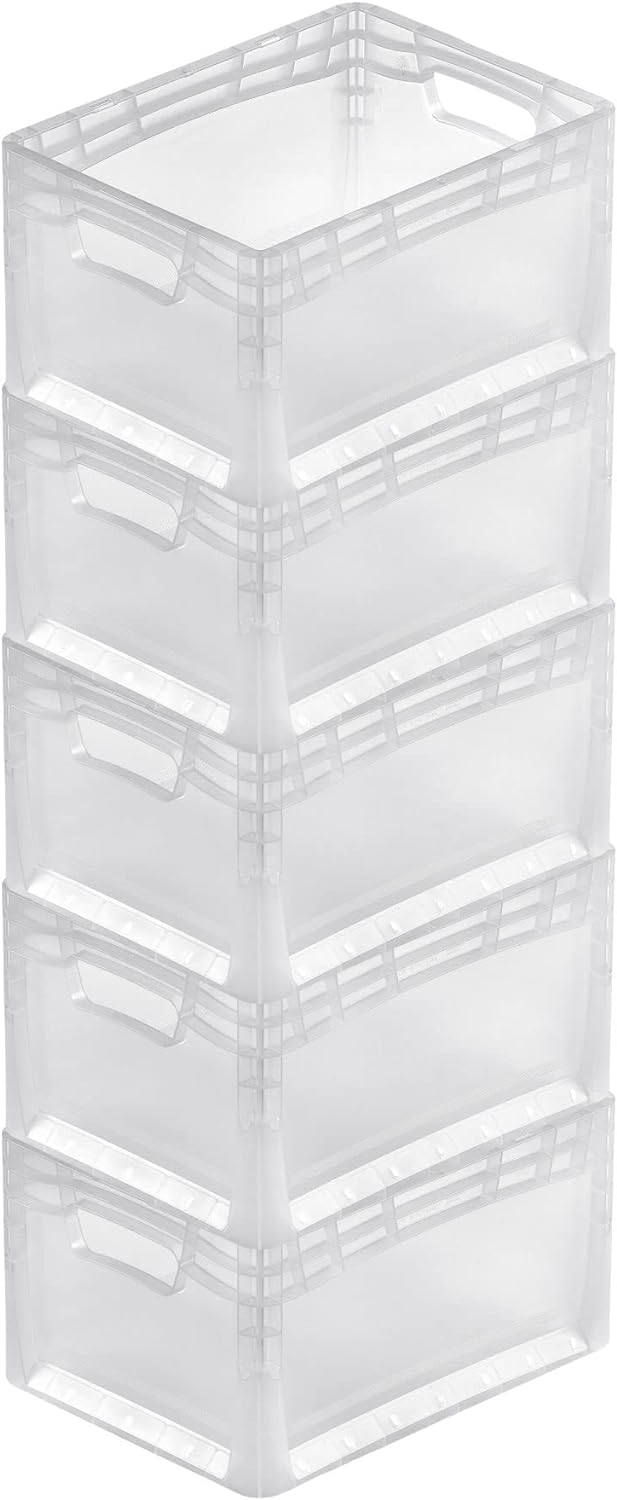 PROREGAL Transparenter Eurobehälter LightLine mit offenem Griff | HxBxT 22x30x40cm | 24 Liter | Euro