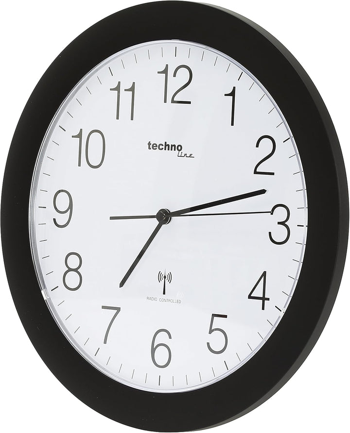 Technoline, WT 8000 Funk-Wanduhr, Ø 30cm, Schwarz Schwarz Single, Schwarz Single