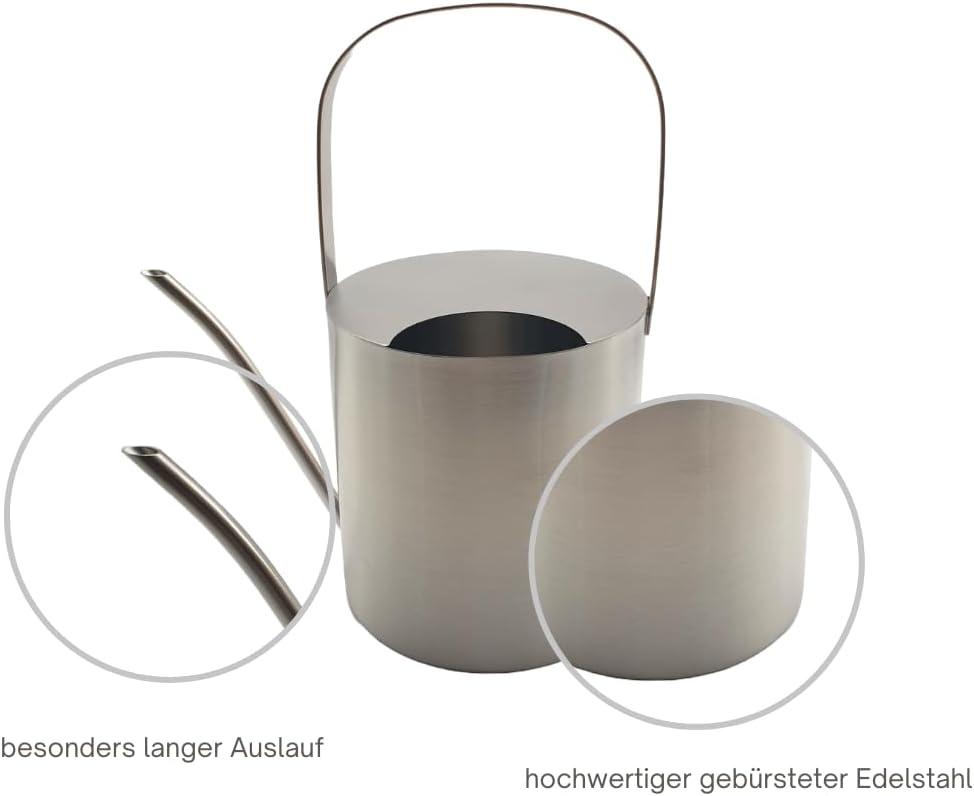 TOPANBIETER 999 Giesskanne Giesskanne Edelstahl gebürstet 2,5 Liter