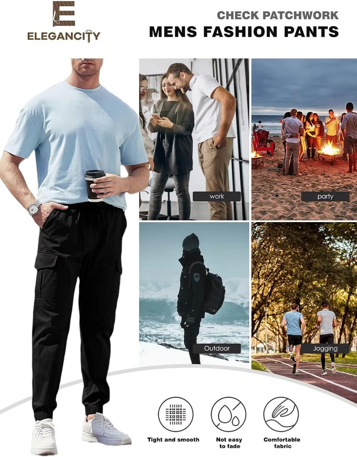 Elegancity Cargohose Herren Chino Hose mit 6 Taschen Cargo Hose Stretch Jogginghose für Männer mit B