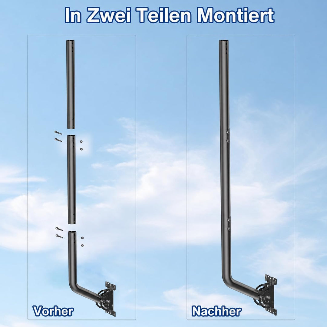 Universeller Antennenmast für Fernseh-, Satelliten-, Radio- und WLAN-Antennen - Verstellbarer Stände