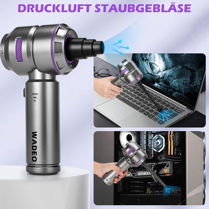 WADEO Handstaubsauger 3 in 1 Akku 18000pa, 35mins Laufzeit, 3 Geschwindigkeiten 210000 U/Min Staubbl