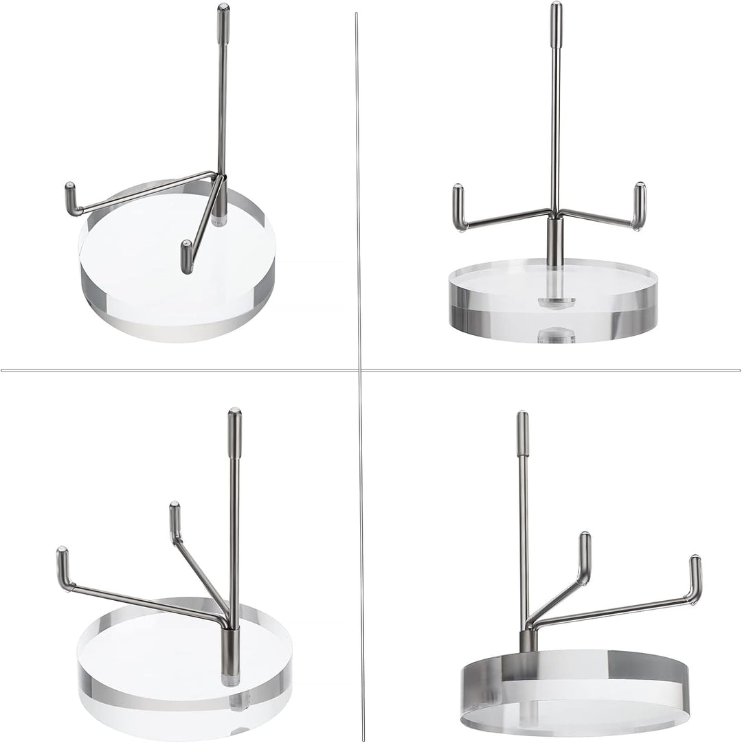 BTSKY Mittelgrosse verstellbare silberne Metallarm-Staffelei mit rundem Acrylsockel, Display-Halter
