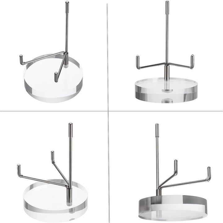 BTSKY Mittelgrosse verstellbare silberne Metallarm-Staffelei mit rundem Acrylsockel, Display-Halter
