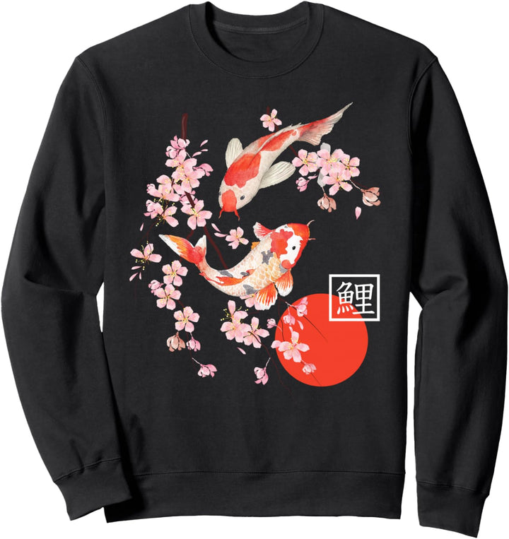 Cherry Blossom Koi Karpfen Fisch Japanische Sakura Grafik Kunst Sweatshirt