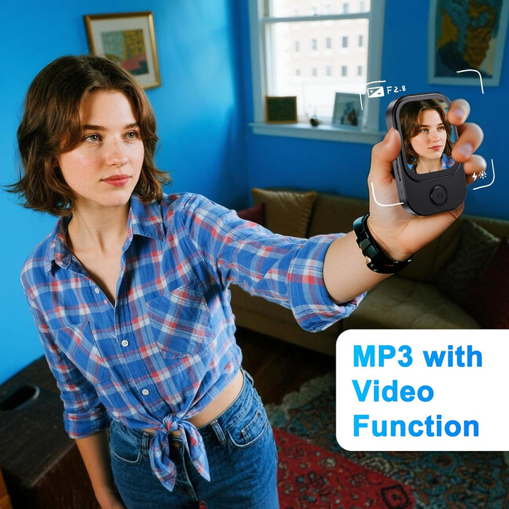 Gueray 64GB Mini MP3 Player mit Kamera, Bluetooth 5.3 Musikplayer mit Lautsprecher Touchscreen FM-Ra