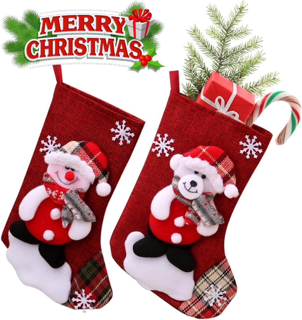 Nikolausstrumpf Kinder 4er Set, Weihnachten Geschenktasche Personalisierte Xmas Socken, Rot Nikolaus