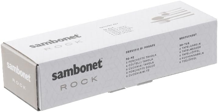 Sambonet Rock 52562-G6 - Edelstahlgeschirrset 18/10, für 12 Personen, 30-teilig: 6 Gabeln, 6 Löffel,