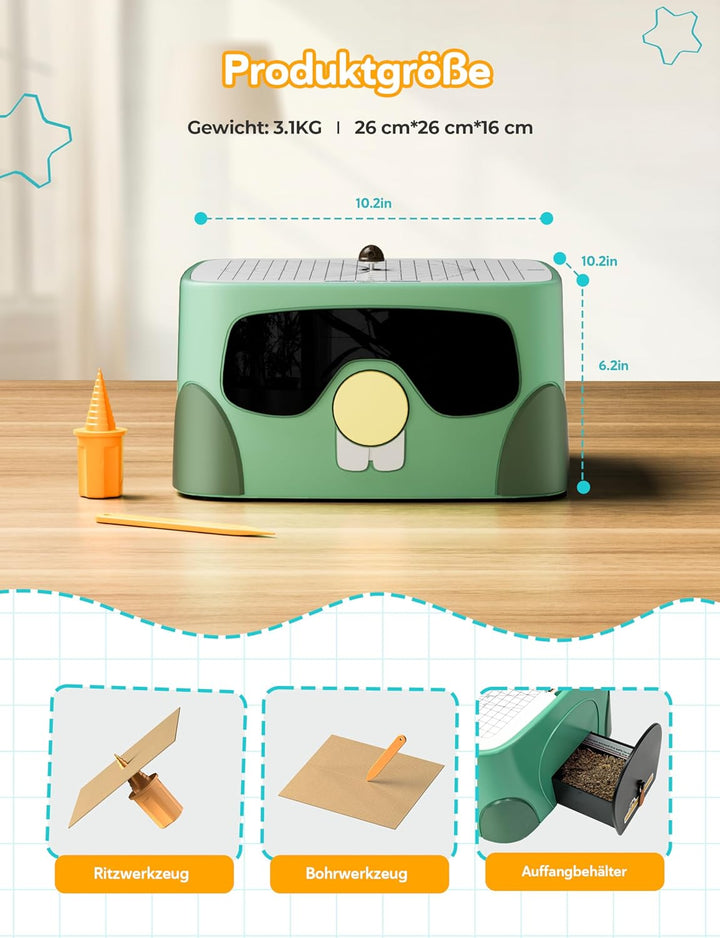 Kartonschneider Kinder, Sicheres DIY-Set mit Kartonschneider für Kinder ab 3 Jahren, Karton & Pappe,