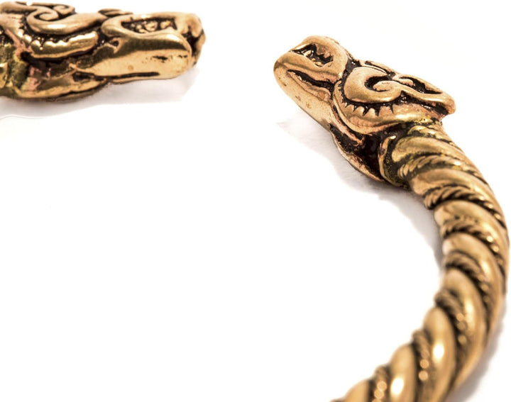 Windalf Wikinger Bronze Armreif DRACON 7 cm gekordelter Drachen Armschmuck Handgeschmiedet