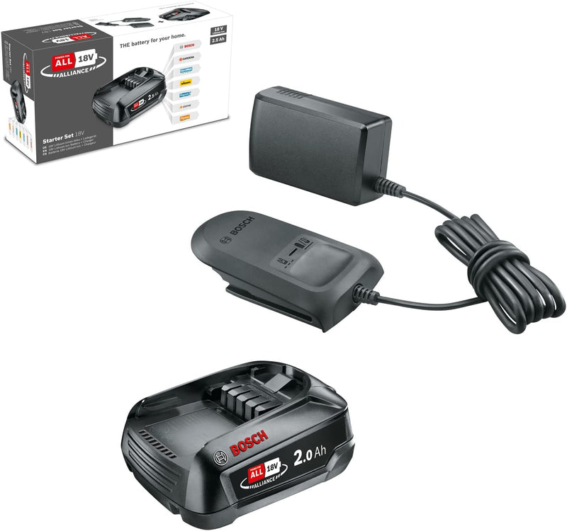 Bosch Akku und Ladegerät Starter Set 18V (1x Akku 2,5 Ah, AL 18V-20 Ladegerät, 18 Volt System, im Ka