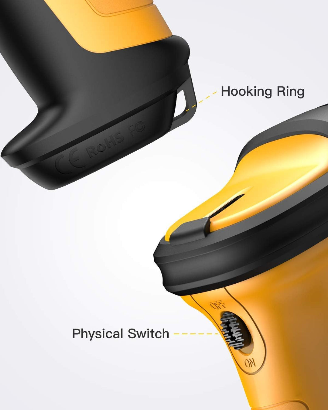 Inateck Barcode Scanner Wireless 2.4GHz, Akku mit 2600 mAh, 60 m Reichweite, automatisches Abtasten