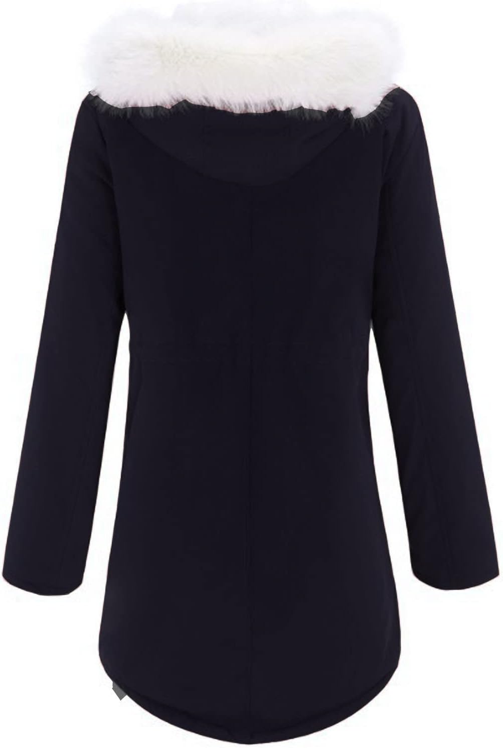 EMATOP Wintermantel Damen Warmer Lang Jacke Baumwolle Einfarbig Wanderjacke mit Kapuze Wintermantel